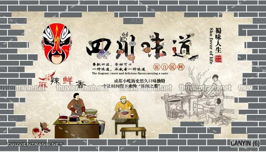 Tranh dán tường  Quán ăn, Nhà hàng Trung Quốc - Tranh tường chất lượng cao