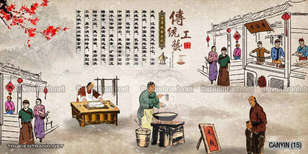Tranh dán tường  Quán ăn, Nhà hàng Trung Quốc - Tranh tường chất lượng cao