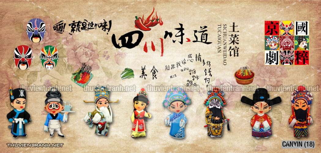 Tranh dán tường  Quán ăn, Nhà hàng Trung Quốc - Tranh tường chất lượng cao
