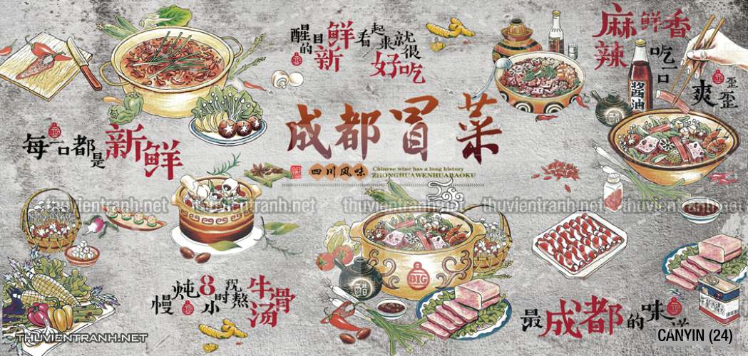 Tranh dán tường  Quán ăn, Nhà hàng Trung Quốc - Tranh tường chất lượng cao