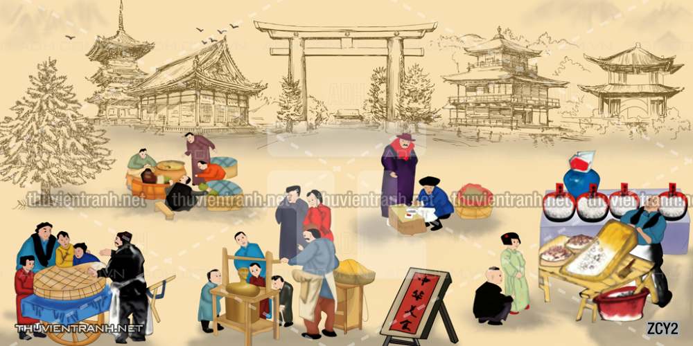 Tranh dán tường  Quán ăn, Nhà hàng Trung Quốc - Tranh tường chất lượng cao
