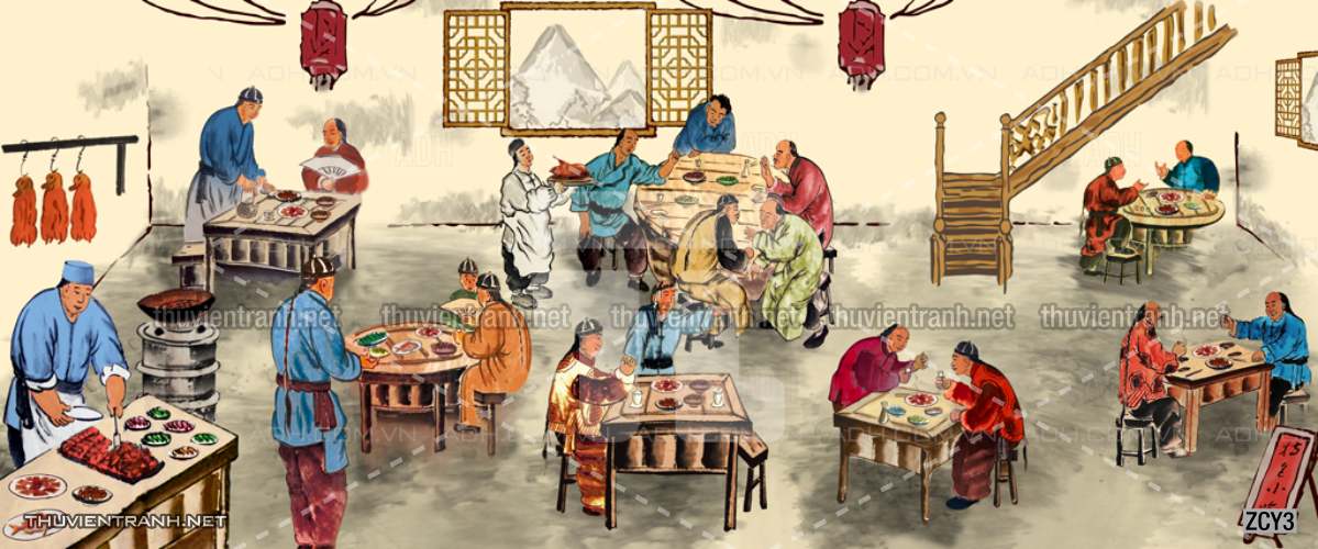 Tranh dán tường  Quán ăn, Nhà hàng Trung Quốc - Tranh tường chất lượng cao