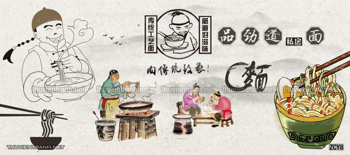 Tranh dán tường  Quán ăn, Nhà hàng Trung Quốc - Tranh tường chất lượng cao