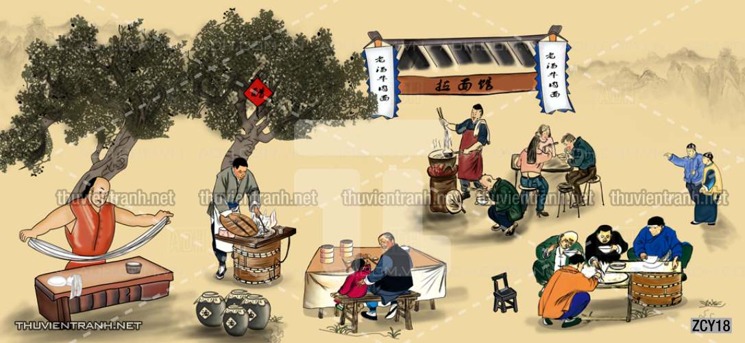 Tranh dán tường  Quán ăn, Nhà hàng Trung Quốc - Tranh tường chất lượng cao