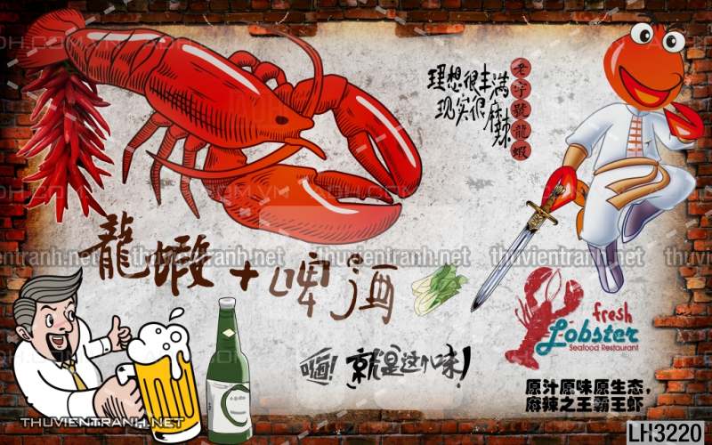 Tranh dán tường  Quán ăn Hải sản - Kết quả tìm kiếm tranh tường