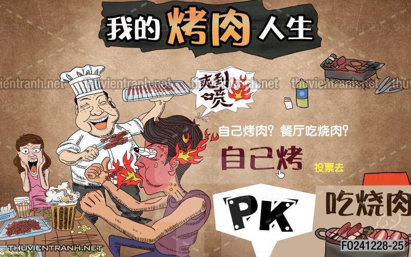 Tranh dán tường  Quán ăn gà rán, ăn vặt - Tranh tường chất lượng cao