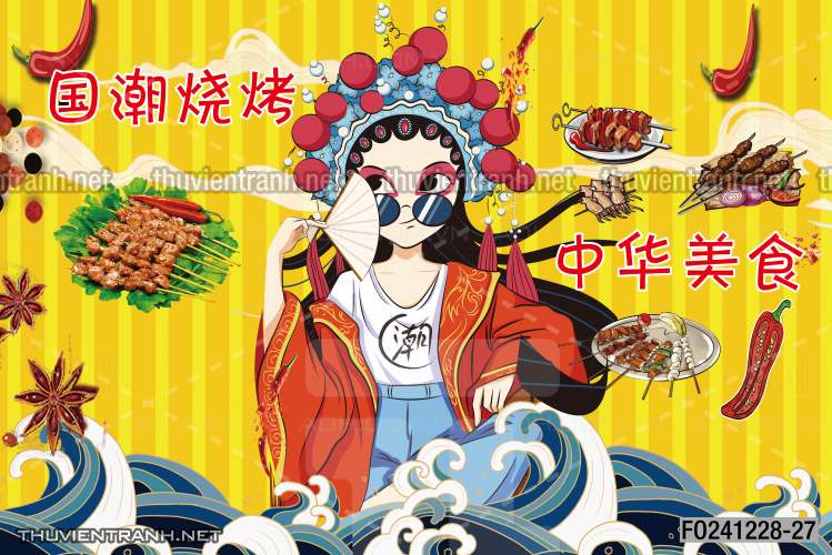 Tranh dán tường  Quán ăn gà rán, ăn vặt - Tranh tường chất lượng cao