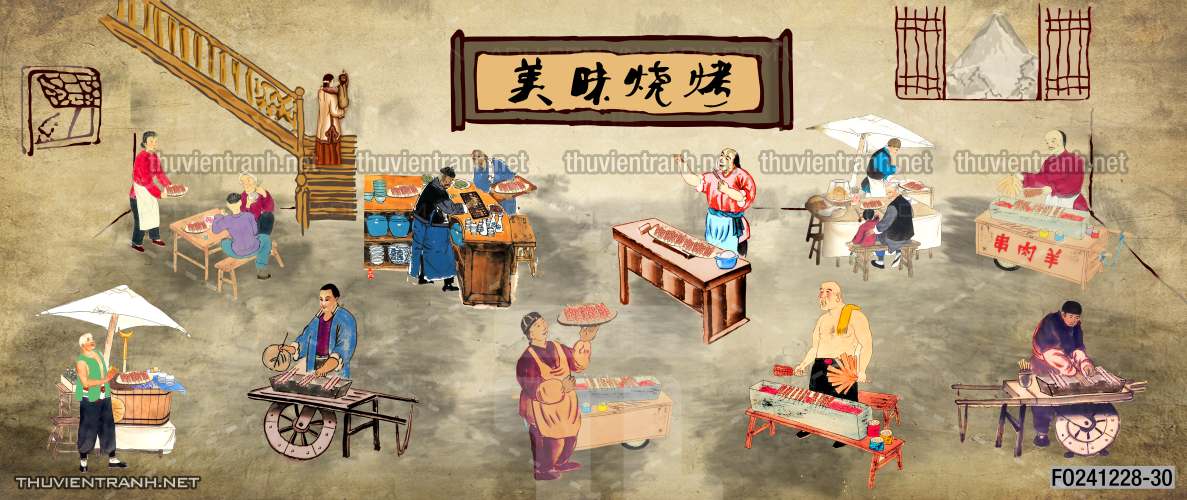 Tranh dán tường  Quán ăn gà rán, ăn vặt - Tranh tường chất lượng cao