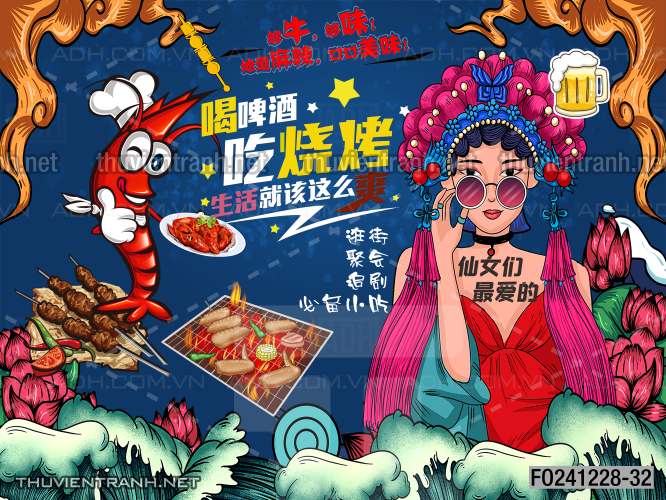 Tranh dán tường  Quán ăn gà rán, ăn vặt - Tranh tường chất lượng cao