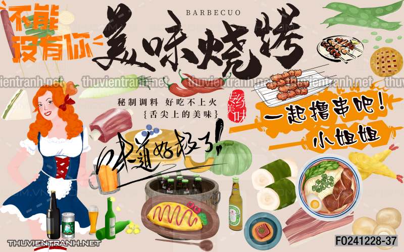 Tranh dán tường  Quán ăn gà rán, ăn vặt - Tranh tường chất lượng cao