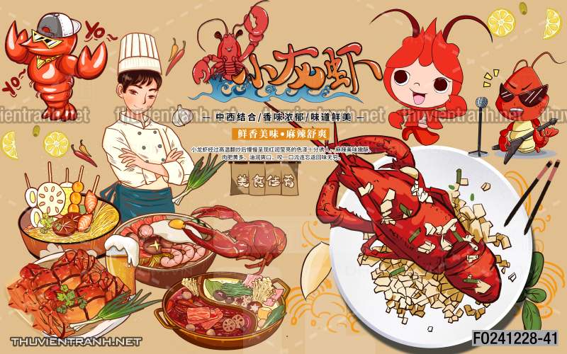 Tranh dán tường  Quán ăn gà rán, ăn vặt - Tranh tường chất lượng cao