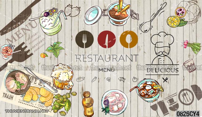 Tranh dán tường  Quán ăn - Tranh tường chất lượng cao