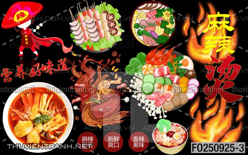 Tranh dán tường quán ăn vặt, lẩu nướng - Tranh tường chất lượng cao