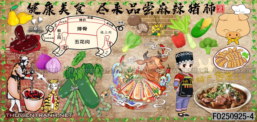 Tranh dán tường quán ăn vặt, lẩu nướng - Tranh tường chất lượng cao