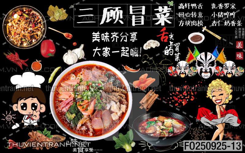 Tranh dán tường quán ăn vặt, lẩu nướng - Tranh tường chất lượng cao