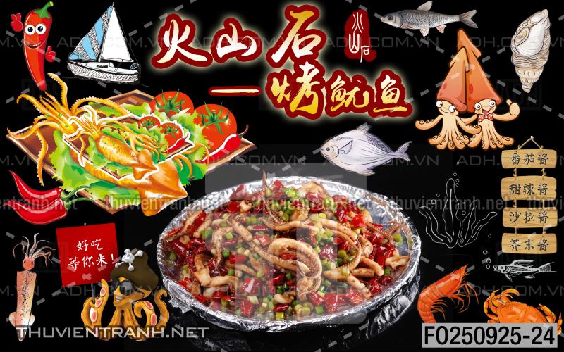 Tranh dán tường quán ăn vặt, lẩu nướng - Tranh tường chất lượng cao