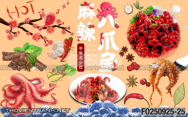 Tranh dán tường quán ăn vặt, lẩu nướng - Tranh tường chất lượng cao