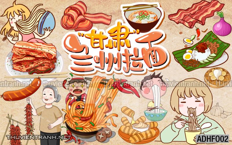  Tranh dán tường quán Mỳ Cay ăn vặt - Tranh tường chất lượng cao
