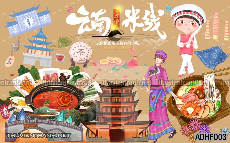  Tranh dán tường quán Mỳ Cay ăn vặt - Tranh tường chất lượng cao