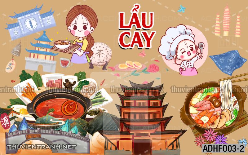  Tranh dán tường quán Mỳ Cay ăn vặt - Tranh tường chất lượng cao