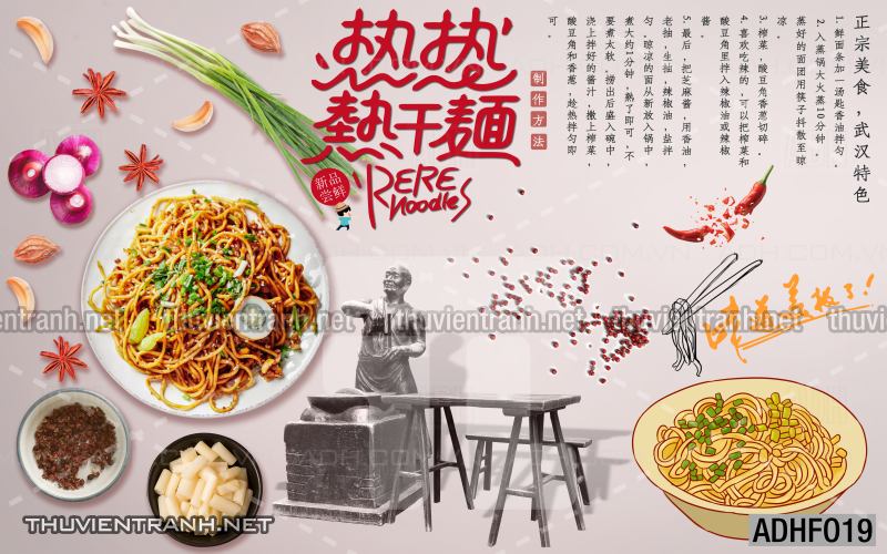  Tranh dán tường quán Mỳ Cay ăn vặt - Tranh tường chất lượng cao
