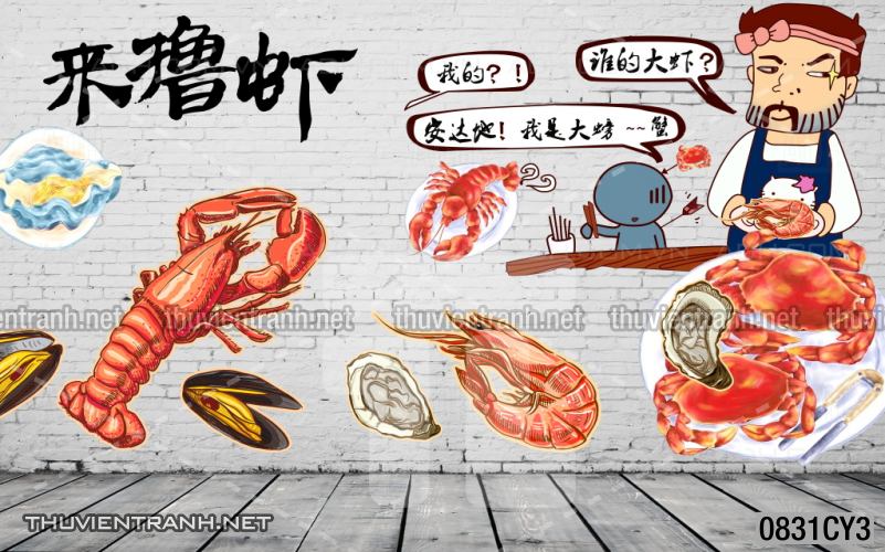  Tranh dán tường quán ăn Hải Sản - Tranh tường chất lượng cao