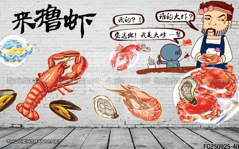 Tranh dán tường quán ăn lẩu nướng - Tranh tường chất lượng cao