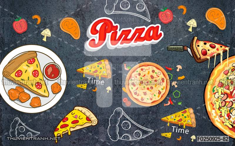  Tranh dán tường bánh Pizza - Tranh tường chất lượng cao
