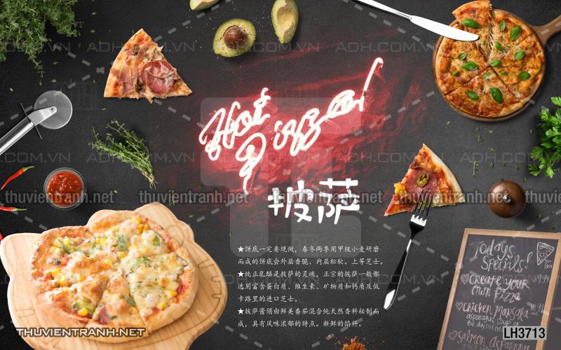  Tranh dán tường bánh Pizza - Tranh tường chất lượng cao