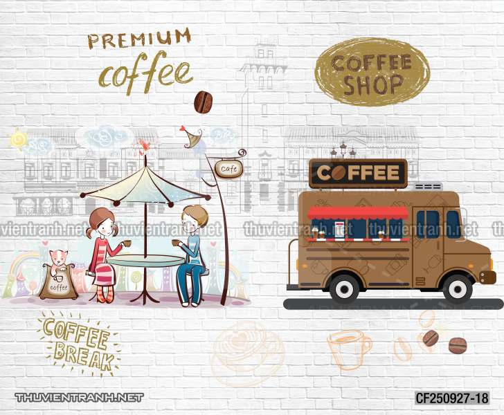 Tranh dán tường Quán cà phê - Tranh tường chất lượng cao