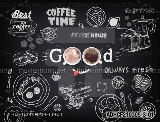 Tranh dán tường Quán Cafe - Tranh tường chất lượng cao