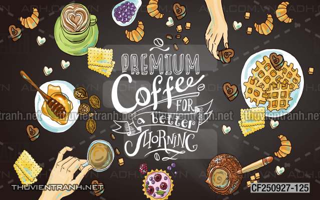 Tranh dán tường Quán Cafe - Tranh tường chất lượng cao