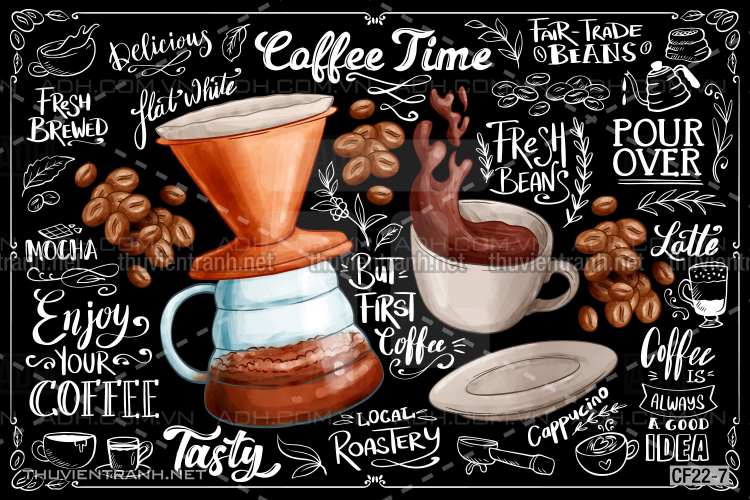  Tranh dán tường Cafe, tranh dán tường quán cafe - Tranh tường chất lượng cao