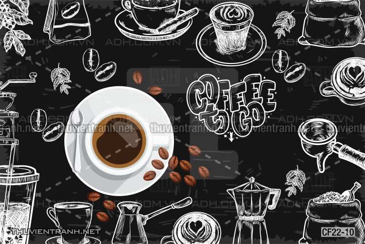  Tranh dán tường Cafe, tranh dán tường quán cafe - Tranh tường chất lượng cao