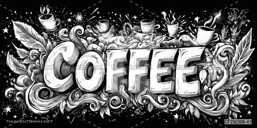  Tranh dán tường Cafe, tranh dán tường chữ Cafe - Tranh tường chất lượng cao