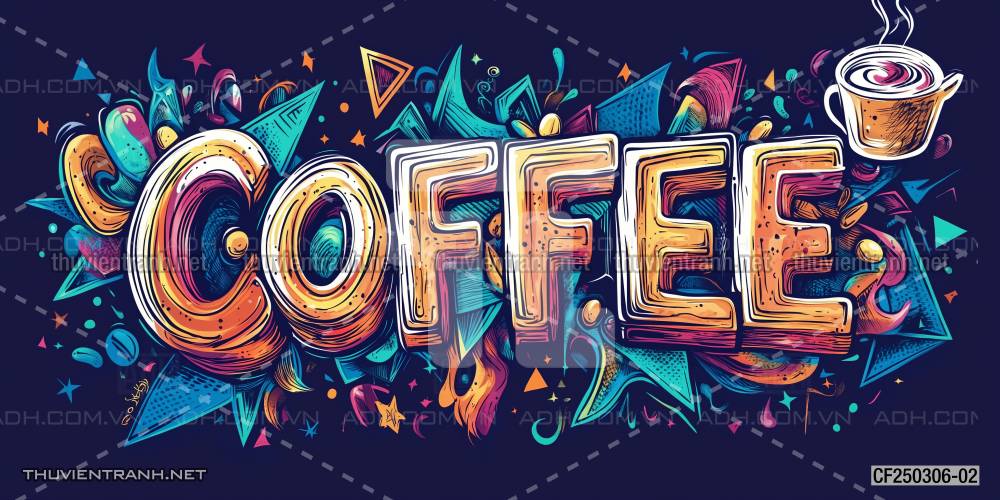  Tranh dán tường Cafe, tranh dán tường chữ Cafe - Tranh tường chất lượng cao