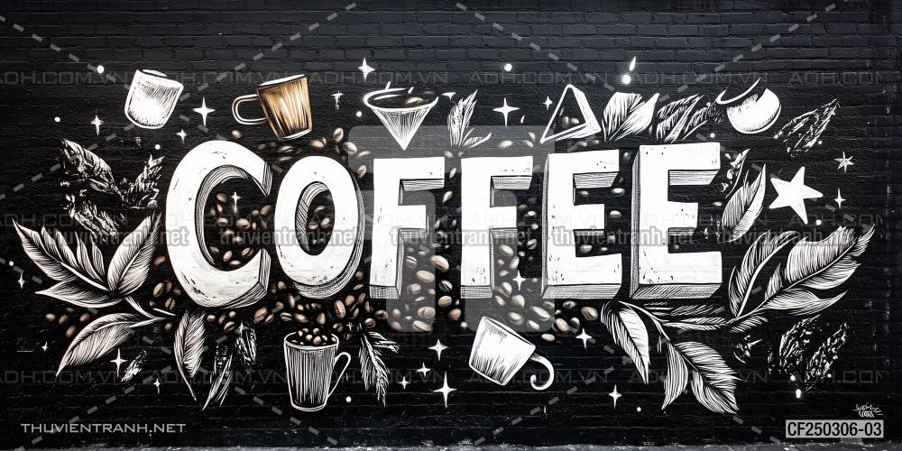  Tranh dán tường Cafe, tranh dán tường chữ Cafe - Tranh tường chất lượng cao