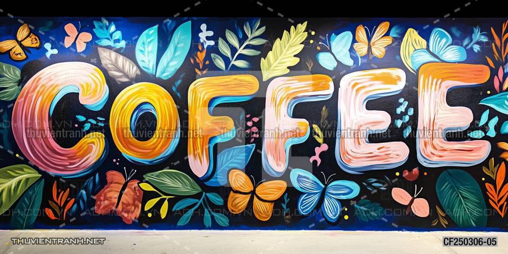  Tranh dán tường Cafe, tranh dán tường chữ Cafe - Tranh tường chất lượng cao
