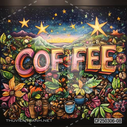  Tranh dán tường Cafe, tranh dán tường chữ Cafe - Tranh tường chất lượng cao
