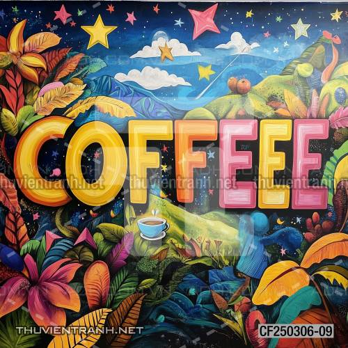  Tranh dán tường Cafe, tranh dán tường chữ Cafe - Tranh tường chất lượng cao