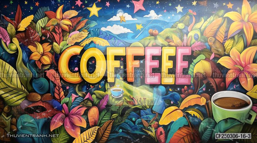  Tranh dán tường Cafe, tranh dán tường chữ Cafe - Tranh tường chất lượng cao