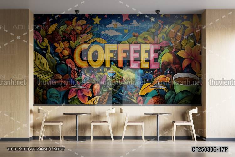  Tranh dán tường Cafe, tranh dán tường chữ Cafe - Tranh tường chất lượng cao