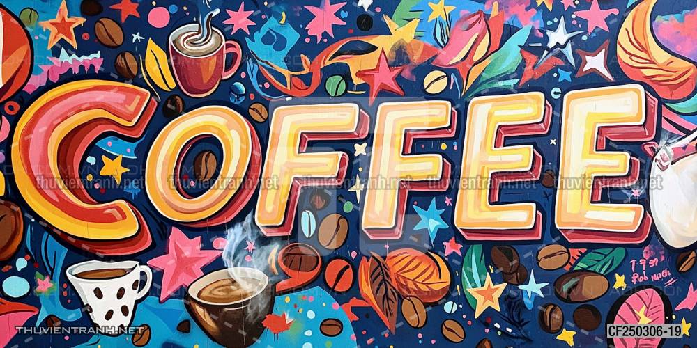  Tranh dán tường Cafe, tranh dán tường chữ Cafe - Tranh tường chất lượng cao