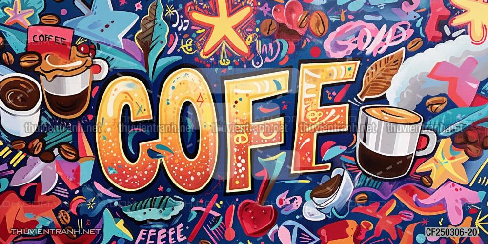  Tranh dán tường Cafe, tranh dán tường chữ Cafe - Tranh tường chất lượng cao