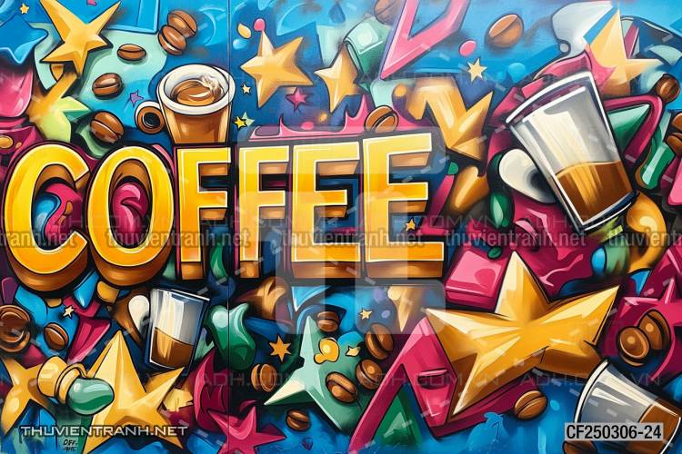  Tranh dán tường Cafe, tranh dán tường chữ Cafe - Tranh tường chất lượng cao