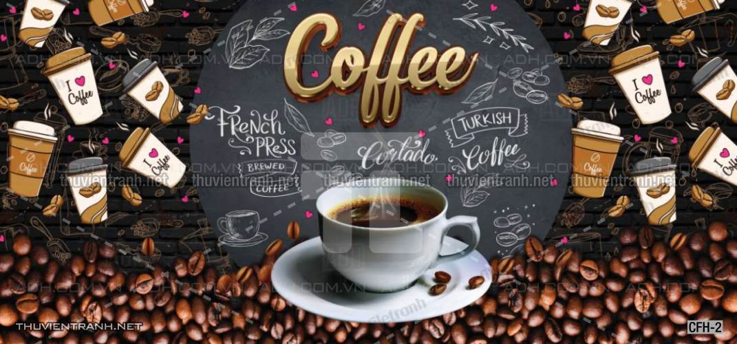 Tranh dán tường Quán Cafe, Trà Chanh, Trà sữa - Tranh tường chất lượng cao
