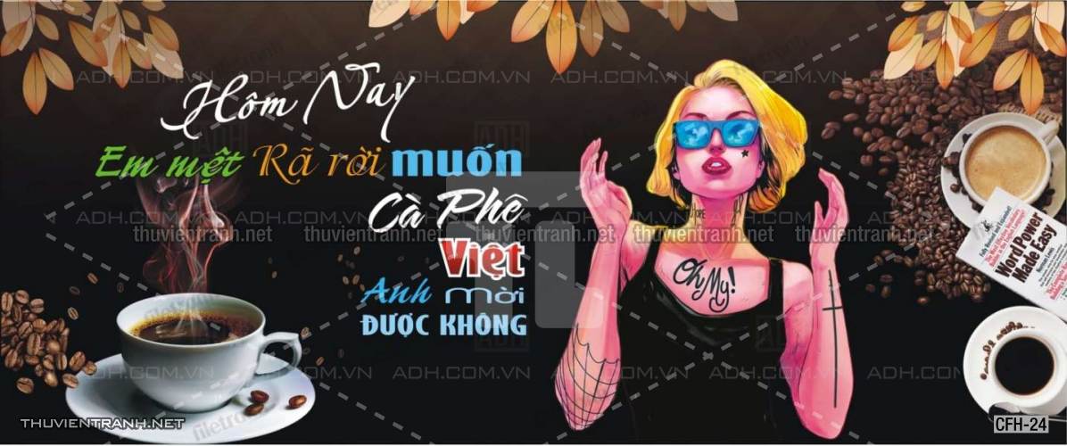 Tranh dán tường Quán Cafe, Trà Chanh, Trà sữa - Tranh tường chất lượng cao