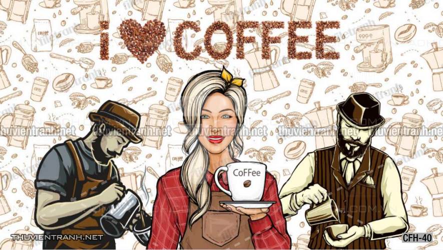 Tranh dán tường Quán Cafe, Trà Chanh, Trà sữa - Tranh tường chất lượng cao