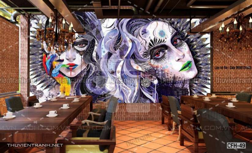 Tranh dán tường Quán Cafe, Trà Chanh, Trà sữa - Tranh tường chất lượng cao