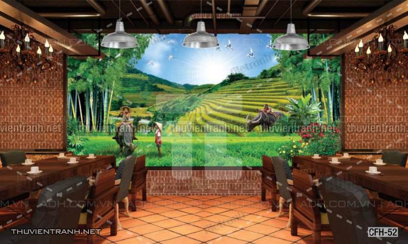 Tranh dán tường Quán Cafe, Trà Chanh, Trà sữa - Tranh tường chất lượng cao